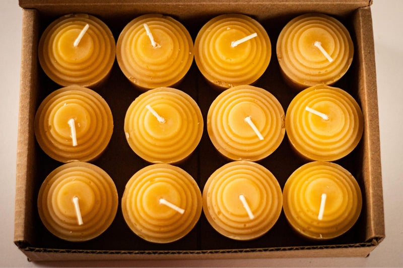 Bee The Light 100% Pure Beeswax Votive Candles - USA-Sourced Handmade Votives for Home, Christmas, and Advent, Smokeless Unscented 12 Candle Set with Natural Honey Aroma, 1.96 x 1.77 Inches, by BeeTheLight - Image 5